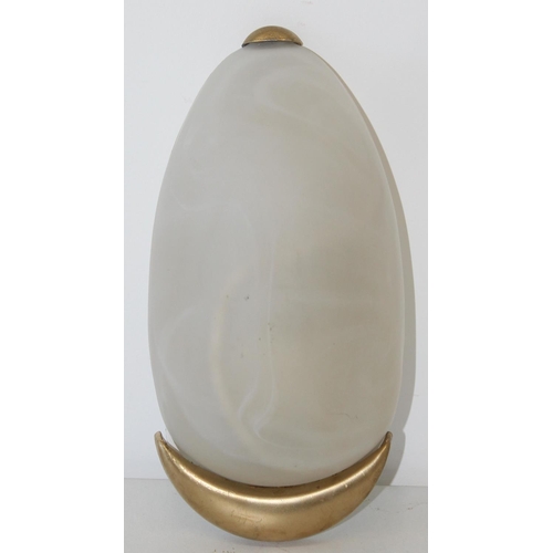 295X - Italian Lamps - Small 1970's white opaque domed glass wall light with gold coloured trim, approx 23c... 