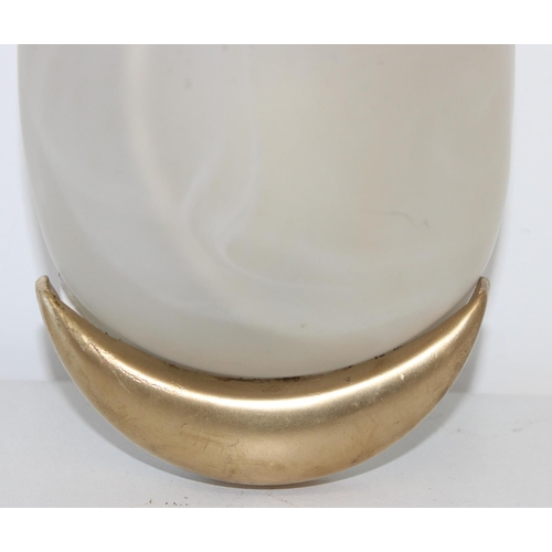 295X - Italian Lamps - Small 1970's white opaque domed glass wall light with gold coloured trim, approx 23c... 