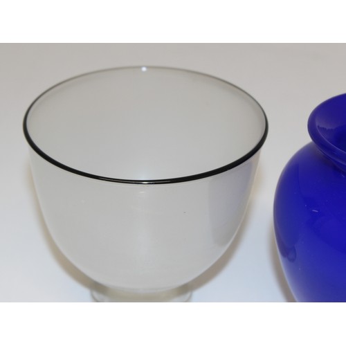 1514A - 2 pieces of glassware to include a blue glass vase with signature Turnmill Studio S7 to base and ano... 