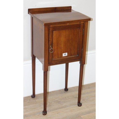 145 - An early 20th century mahogany pot cupboard or bedside table, approx 38cm wide x 33cm deep x 78cm ta... 