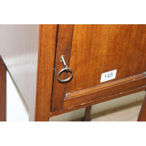 145 - An early 20th century mahogany pot cupboard or bedside table, approx 38cm wide x 33cm deep x 78cm ta... 