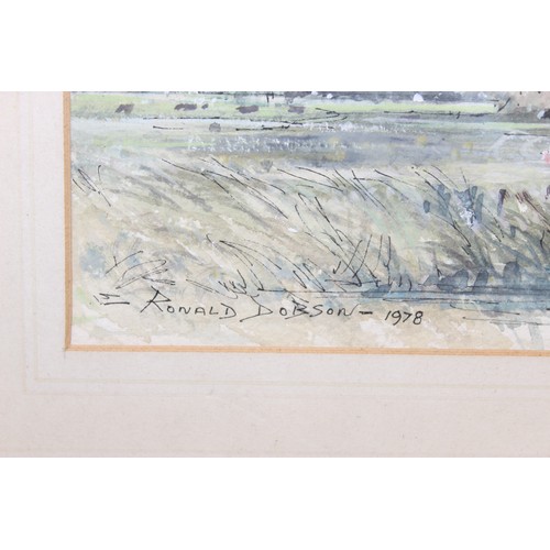 427 - Donald Dobson (XX), watercolour of St Benet's Abbey on the Norfolk Broads, signed lower left and dat... 