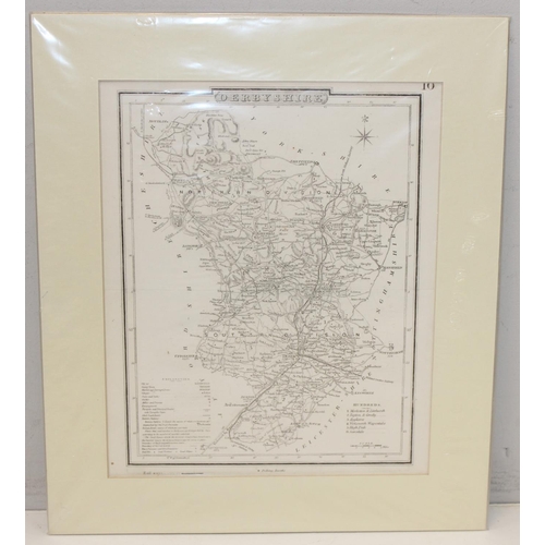 459Q - 2 antique maps of Derbyshire and Bedfordshire and a number of vintage prints to inc an 1832 print of... 