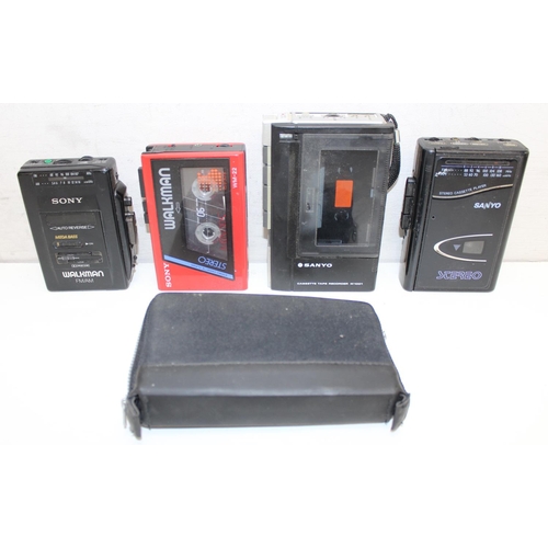 803 - 4 Vintage Walkman's to include Sony WM22, Sanyo M 1001, Sanyo MGR69 and a Sony WM-F2068