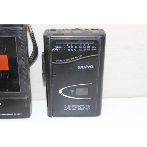 803 - 4 Vintage Walkman's to include Sony WM22, Sanyo M 1001, Sanyo MGR69 and a Sony WM-F2068