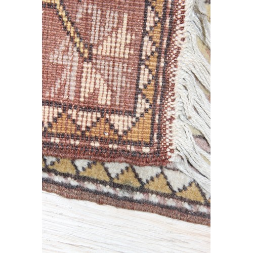 212 - A vintage Oushak yellow ground Turkish rug, label verso for Lapis of Istanbul, approx 210cm x 110cm