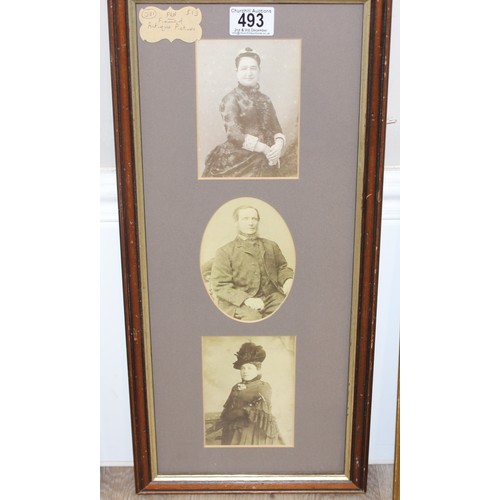 493 - Qty of antique and later pictures, mostly portraits/photographs of people, all framed, largest appro... 