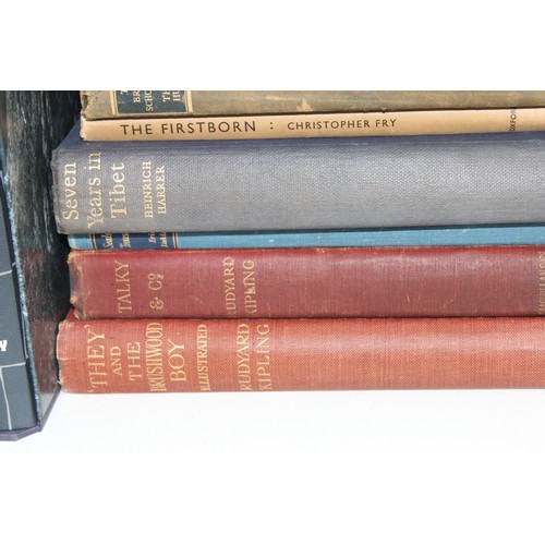 593 - Qty of assorted antique and vintage books to inc folio books in slip cases, Kenneth Grahame, Rudyard... 