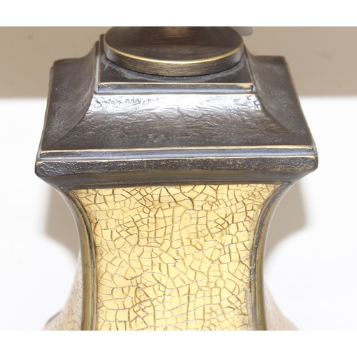 297 - A Chinese style crackle effect table lamp on bronzed vase, with shade, approx 95cm tall