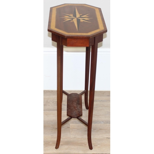 62 - An Edwardian style Sheraton Revival side table of elongated octagonal form with unusual inlay, appro... 