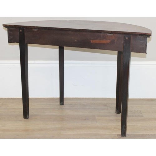 126 - A Georgian mahogany demi-lune side table with square tapered legs, approx 107cm wide x 54cm deep x 7... 