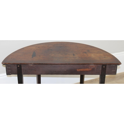 126 - A Georgian mahogany demi-lune side table with square tapered legs, approx 107cm wide x 54cm deep x 7... 