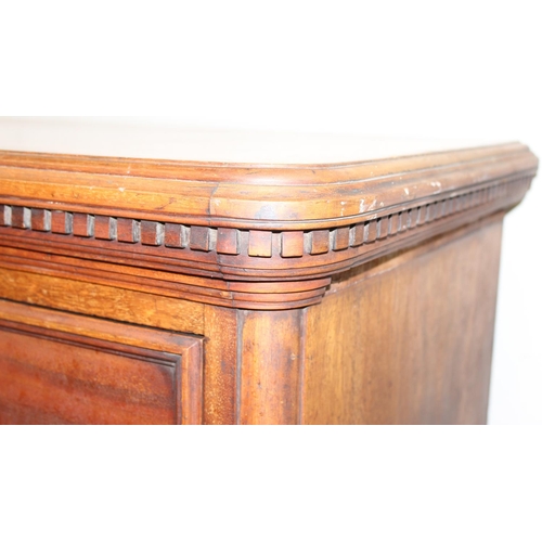 138 - An antique mahogany 2 over 3 chest of drawers with Art Nouveau brass handles, approx 116cm wide x 54... 