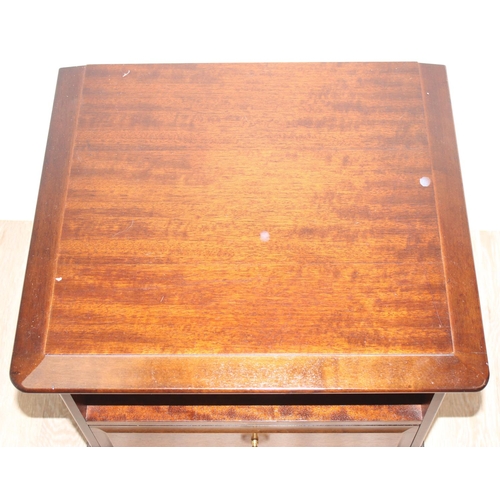 132 - A set of 3 retro Stag bedside cabinets or stands with a single drawer, each approx 52cm wide x 47cm ... 