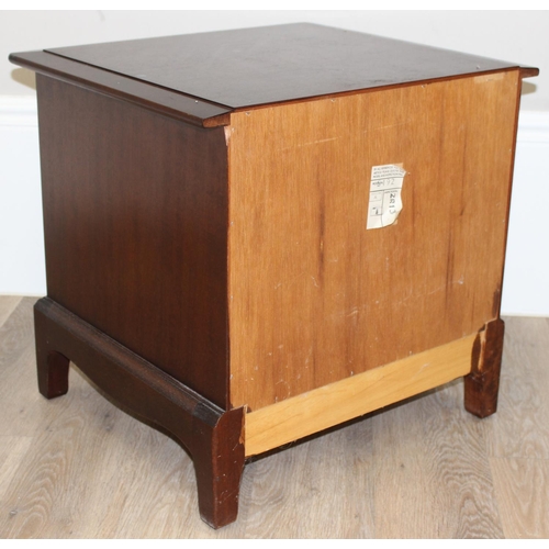 132 - A set of 3 retro Stag bedside cabinets or stands with a single drawer, each approx 52cm wide x 47cm ... 