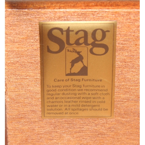 132 - A set of 3 retro Stag bedside cabinets or stands with a single drawer, each approx 52cm wide x 47cm ... 