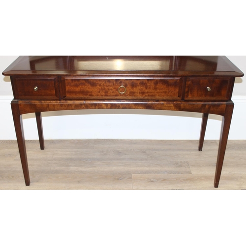 130 - A retro Stag dressing table and stool, the table with 3 mirrors, approx 120cm wide x 47cm deep x 127... 