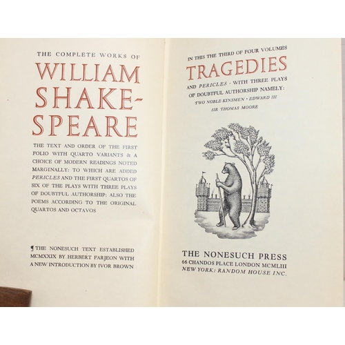 522 - The Complete Works of William Shakespeare Published by The Nonesuch Press, London, 1953, 4 volumes w... 