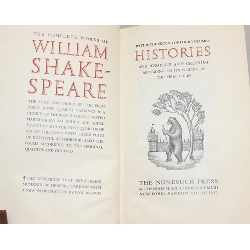 522 - The Complete Works of William Shakespeare Published by The Nonesuch Press, London, 1953, 4 volumes w... 