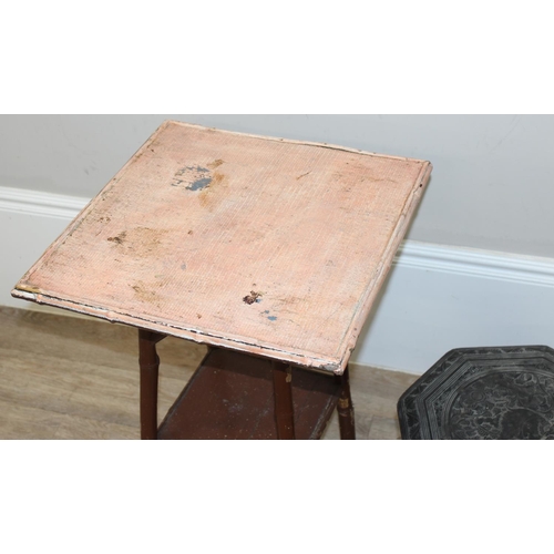 136 - A 19th century Aesthetic Movement period bamboo side table with square top, approx 47cm wide x 47cm ... 