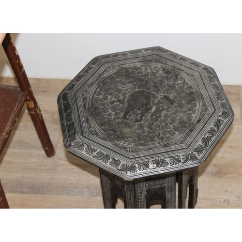 136 - A 19th century Aesthetic Movement period bamboo side table with square top, approx 47cm wide x 47cm ... 