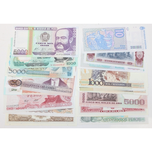 1258 - A large qty of assorted banknotes, mainly South American countries, many uncirculated condition