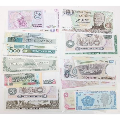 1258 - A large qty of assorted banknotes, mainly South American countries, many uncirculated condition