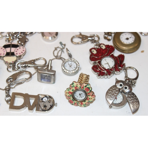 1355 - Qty of assorted miniature clocks, novelty pendant watches and ring watches etc