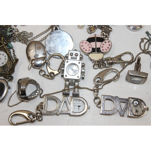 1355 - Qty of assorted miniature clocks, novelty pendant watches and ring watches etc