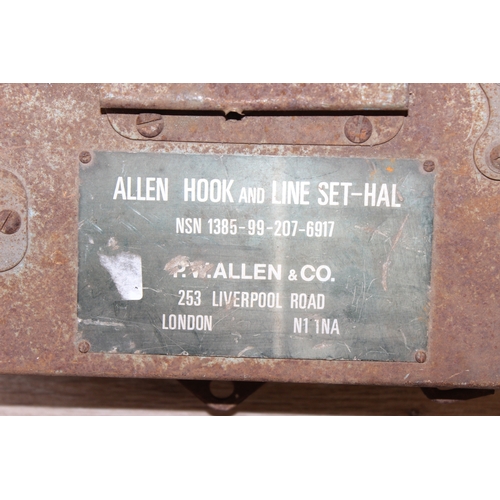 1401 - Two vintage steel boxes with bomb-disposal hooks etc