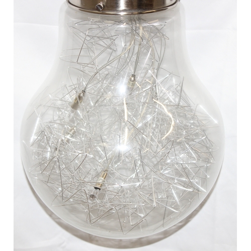 230 - 2 lightbulb designed lamps, one a table lamp with chromed base and a pendant light, the pendant ligh... 