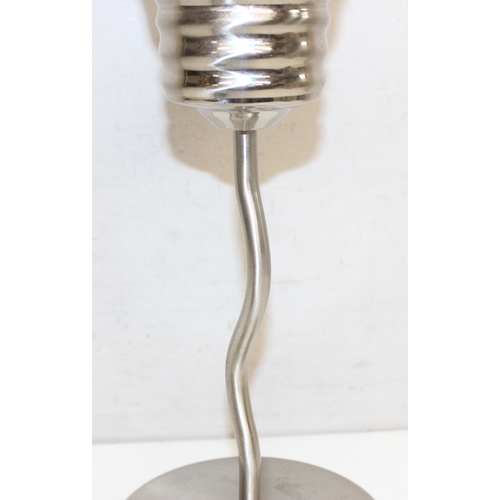 230 - 2 lightbulb designed lamps, one a table lamp with chromed base and a pendant light, the pendant ligh... 