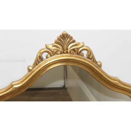 356 - An antique style gilt framed shield shaped wall mirror, approx 109cm x 70cm