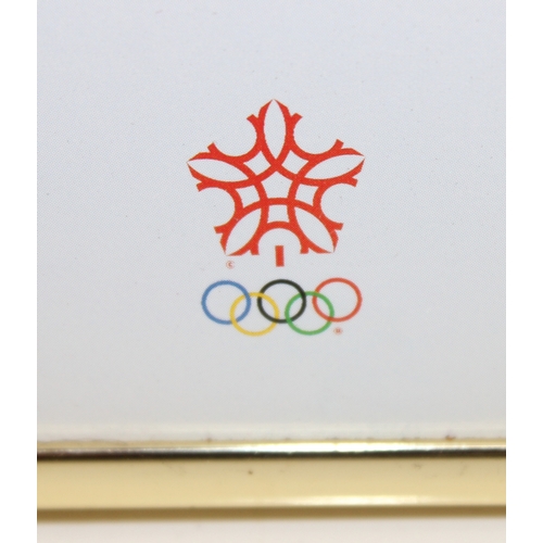 358 - A vintage Calgary 1988 Winter Olympics poster or print after Ken Wesman depicting a downhill skier, ... 