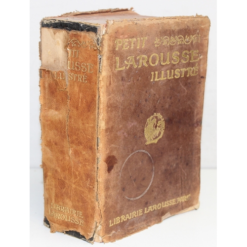 535 - Qty of assorted antique and later leather bound books to inc 19th century bibles, Petit Larousse etc