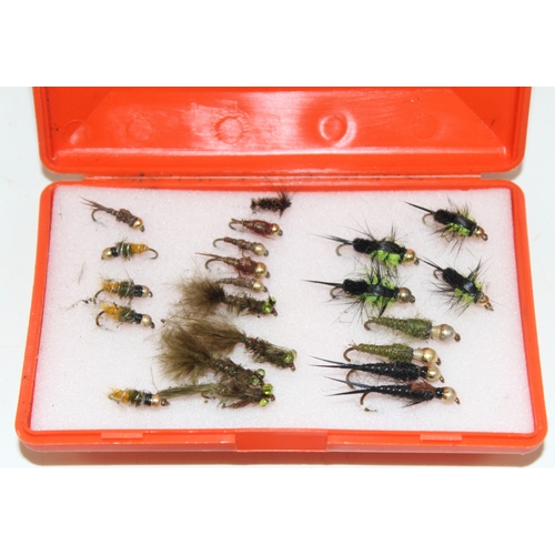 701 - Mix of fishing equipment to incl flies, weights etc and shotgun turnover tools