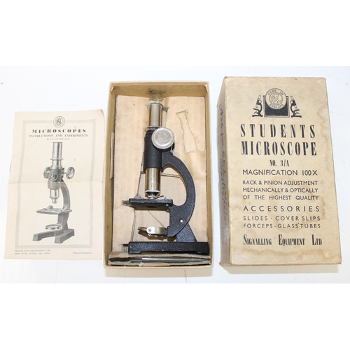 711 - Qty of scientific items to incl MEOPTA Praha microscope in enamelled carry case, Peer Gynt Aeolian p... 