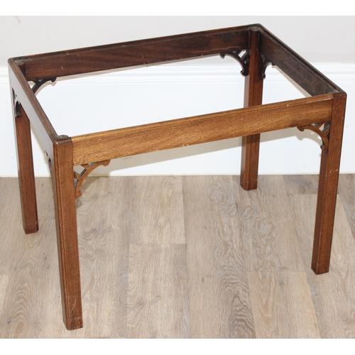 64 - A Georgian style mahogany tray topped side table with fretwork details, approx 70cm wide x 48cm deep... 