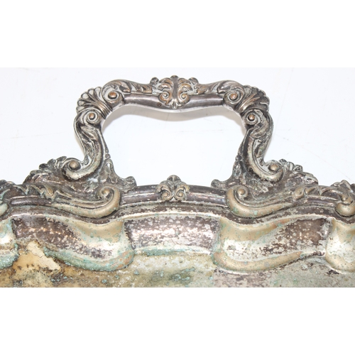 1035 - A large antique silver plated serving tray with shell border by James Dixon & Sons, approx 4.8kg gro... 