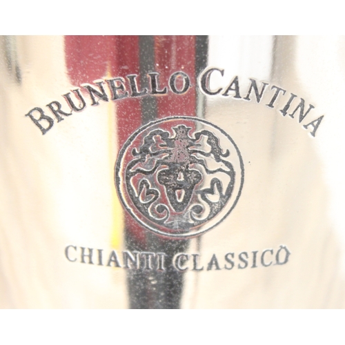 1037 - Chrome finished free-standing pedestal ice-bucket stand with 2 handles, stamped for Brunello Cantina... 