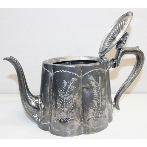 1043 - 2 3-piece silver-plated tea sets, one antique and one Art Deco style, approx 2kg gross