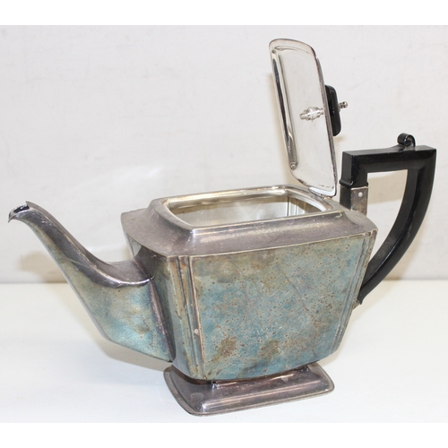 1043 - 2 3-piece silver-plated tea sets, one antique and one Art Deco style, approx 2kg gross