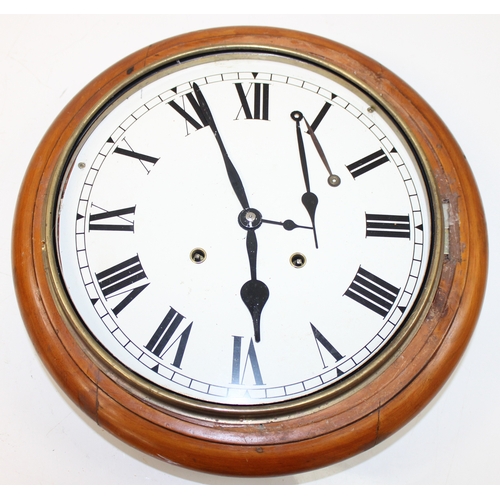 1357 - Vintage wooden cased wall clock and small number of spare clock faces/watch glasses