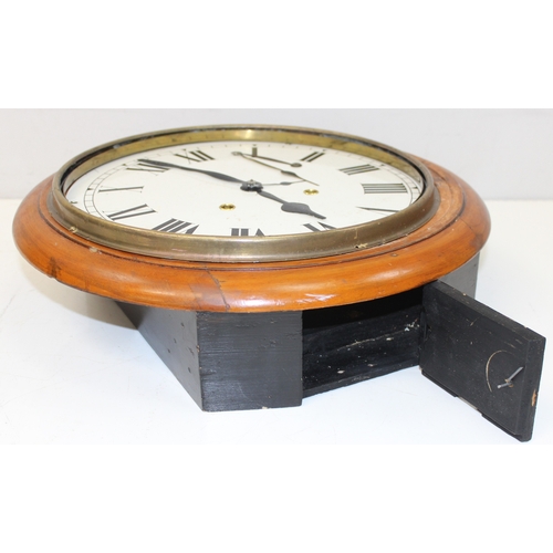 1357 - Vintage wooden cased wall clock and small number of spare clock faces/watch glasses