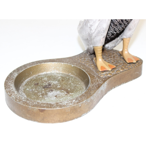 1600 - Art Deco period ashtray with duck brush-holder and brush, approx 30cm H