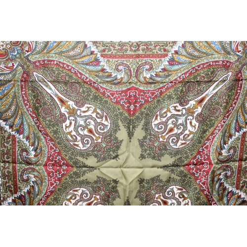 207 - 2 Liberty silk scarves, one of peacock feathers and the other a Paisley design, largest approx 86cm ... 