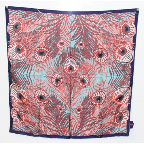 207 - 2 Liberty silk scarves, one of peacock feathers and the other a Paisley design, largest approx 86cm ... 