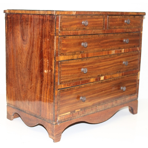 276 - Antique small or miniature mahogany 2 over 3 chest of drawers or collectors chest, possibly and appr... 