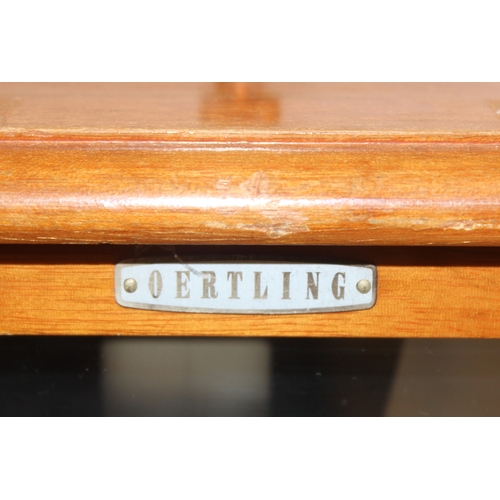 712 - Vintage Oertling scientific balance scales in glazed wooden case, approx 36cm x 27cm x 48cm