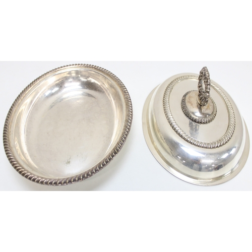 1041 - Assorted silver-plated entrée or serving dishes, some with lids, mainly antique examples, approx 6.5... 